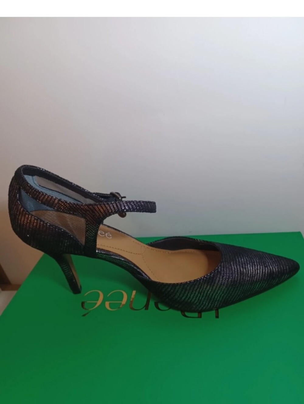 J Renee Pointed Toe Ankle-Strap Women's Pump in Black 8M Black